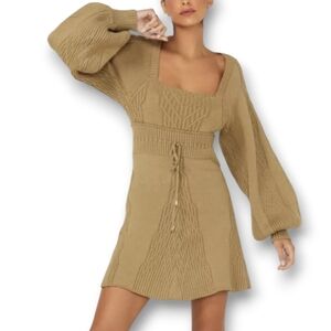 Free People Emmaline Sweater Cable Knit Drawstring XL Mini Dress NWT